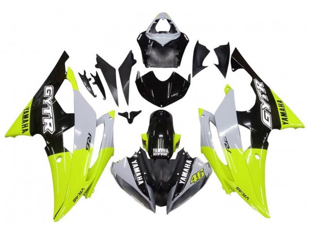 2008-2016 Yamaha YZF R6 Motorcycle Fairings - White Green Glossy Black GYTR UK