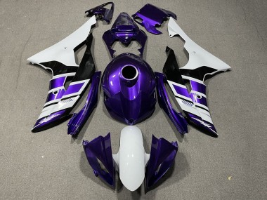 Best 2008-2016 Yamaha YZF R6 Motorcycle Fairings - White Purple Black Stripe UK