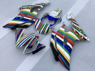 Best 2008-2016 Yamaha YZF R6 Motorcycle Fairings - White Blue Green Yellow Red Rainbow Stripe UK