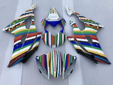 Best 2008-2016 Yamaha YZF R6 Motorcycle Fairings - White Blue Green Yellow Red Rainbow Stripe UK