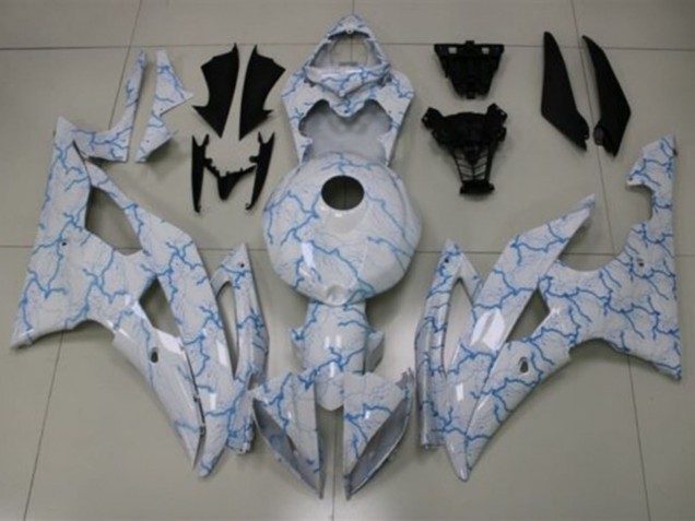 2008-2016 Yamaha YZF R6 Motorcycle Fairings - White Light Blue Lightning UK