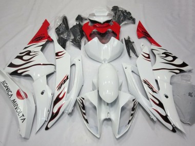 Best 2008-2016 Yamaha YZF R6 Motorcycle Fairings - White Red Black Flame UK