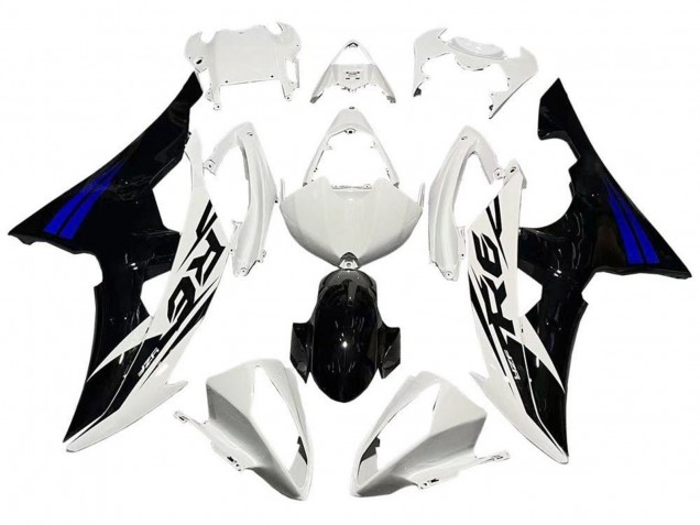 2008-2016 Yamaha YZF R6 Motorcycle Fairings - White Blue Glossy Black UK
