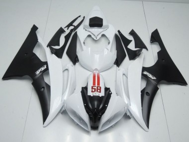 Best 2008-2016 Yamaha YZF R6 Motorcycle Fairings - White Red Matte Black 58 UK
