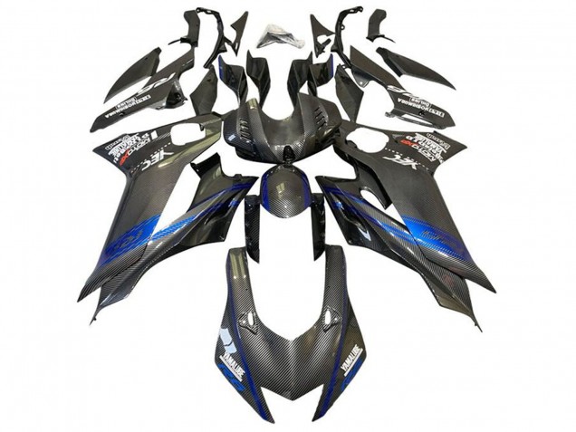 2017-2023 Yamaha YZF R6 Motorcycle Fairings - Blue Black Faux Carbon Fiber UK