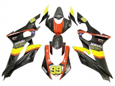 Best 2017-2023 Yamaha YZF R6 Motorcycle Fairings - Yellow Orange Black Faux Carbon Fiber UK