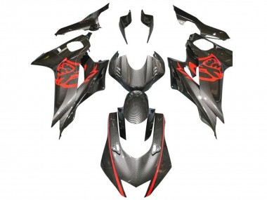 Best 2017-2023 Yamaha YZF R6 Motorcycle Fairings - Red Black Faux Carbon Fiber UK