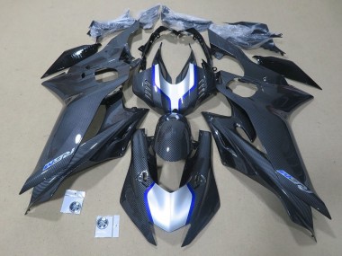 Best 2017-2023 Yamaha YZF R6 Motorcycle Fairings - Silver Blue Black Faux Carbon Fiber UK