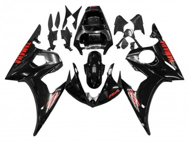Best 2005 Yamaha YZF R6 Motorcycle Fairings - Glossy Black Red UK