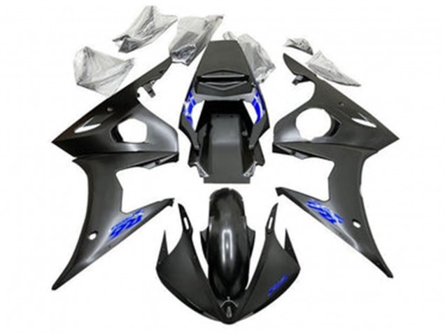 2005 Yamaha YZF R6 Motorcycle Fairings - Matte Black Blue UK