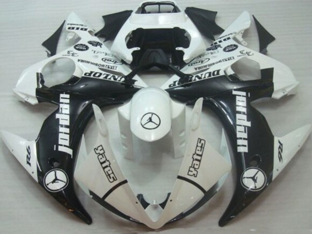 2005 Yamaha YZF R6 Motorcycle Fairings - White Glossy Black Jordan Dunlop UK