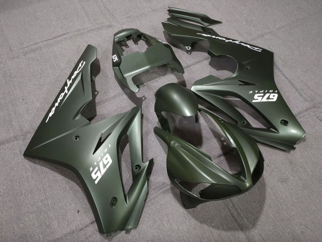 2009-2012 Triumph Daytona 675 Triple Motorcycle Fairings - Matte Green White UK