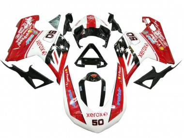 Best 2007-2014 Ducati 848 1098 1198 Motorcycle Fairings - White Red Glossy Black Valsir Xerox 50 UK