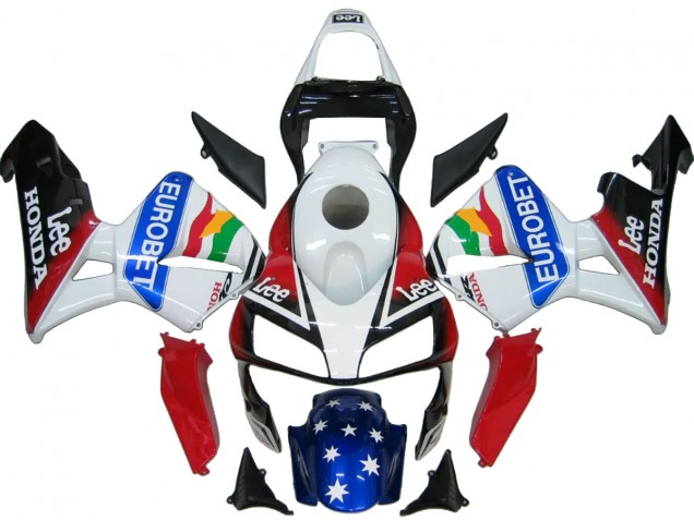 2003-2004 Honda CBR600RR Bike Fairings - White Red Blue Glossy Black EuroBet UK