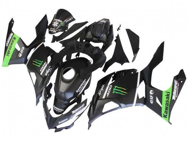 2018-2024 Kawasaki EX400 Motorcycle Fairings - Matte Black Green Monster Showr Snow UK