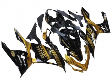 Best 2018-2024 Kawasaki EX400 Motorcycle Fairings - Gold Glossy Black UK