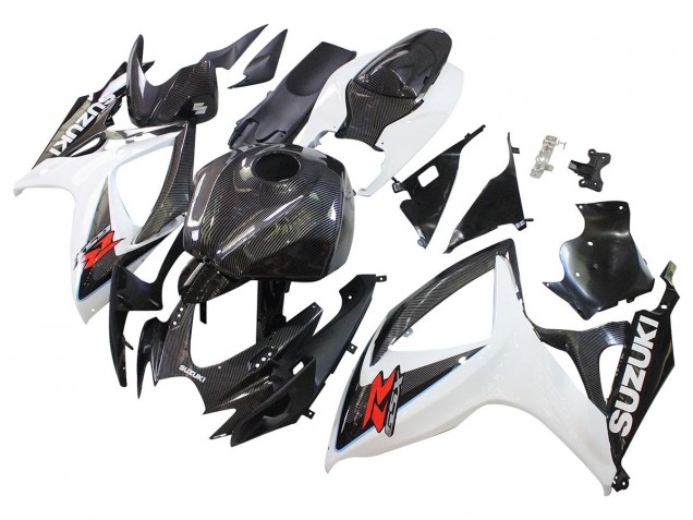 2006-2007 Suzuki GSXR 600/750 Motorcycle Fairings - Black White Carbon Fiber Style UK