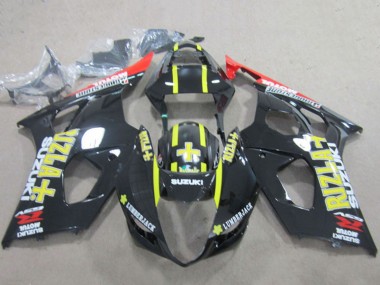 Best 2003-2004 Suzuki GSXR 1000 Motorcycle Fairings - Glossy Black Red Yellow Rizla UK