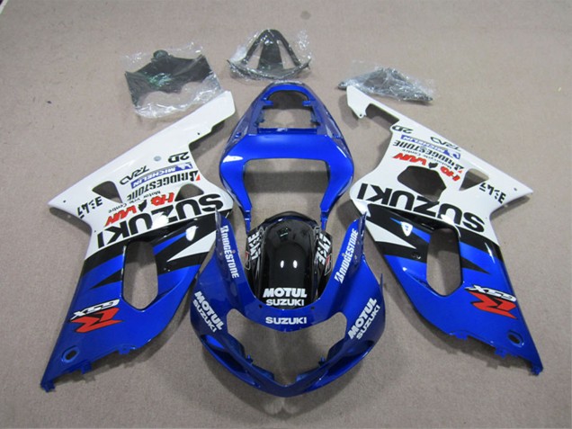 2001-2003 Suzuki GSXR 600 Motorcycle Fairings - White Blue Black Motul UK