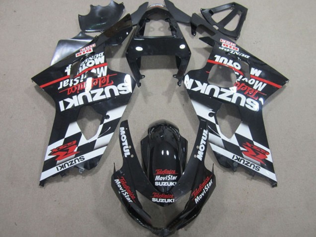 2004-2005 Suzuki GSXR 600 Motorcycle Fairings - Glossy Black Red White Telefumica MoviStar UK