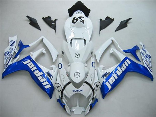 2006-2007 Suzuki GSXR 600 Motorcycle Fairings - White Blue Jordan 59 UK