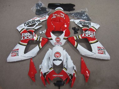 Best 2006-2007 Suzuki GSXR 600 Motorcycle Fairings - White Red Lucky Strike Motul UK