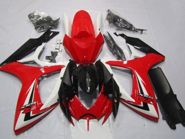 Best 2006-2007 Suzuki GSXR 600 Motorcycle Fairings - White Red Glossy Black Stripe UK