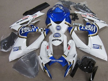 Best 2006-2007 Suzuki GSXR 750 Motorcycle Fairings - White Blue Michelin Motul Lucky Strike UK
