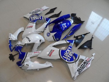 Best 2006-2007 Suzuki GSXR 750 Motorcycle Fairings - White Blue Lucky Strike Motul 34 UK