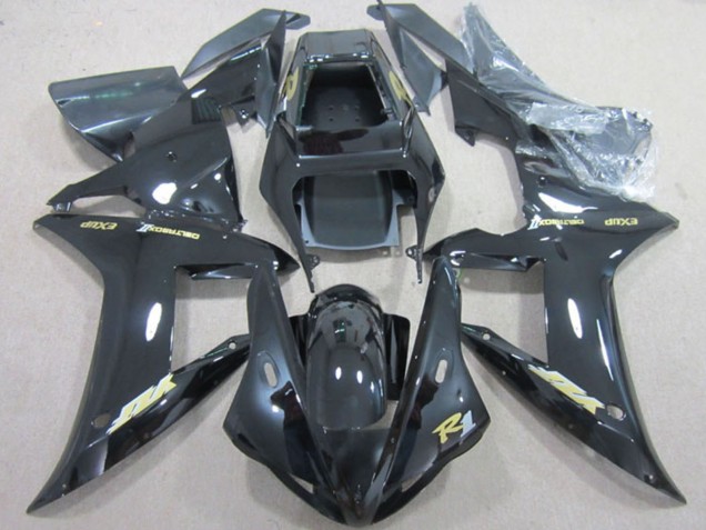 2002-2003 Yamaha YZF R1 Motorcycle Fairings - Glossy Black Gold Decal UK