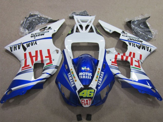 2009-2011 Yamaha YZF R1 Motorcycle Fairings - White Blue Red Fiat Motul Dunlop 46 UK