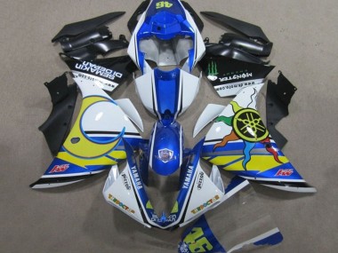 Best 2009-2011 Yamaha YZF R1 Motorcycle Fairings - White Blue Yellow Green Monster Semakin Didepan UK
