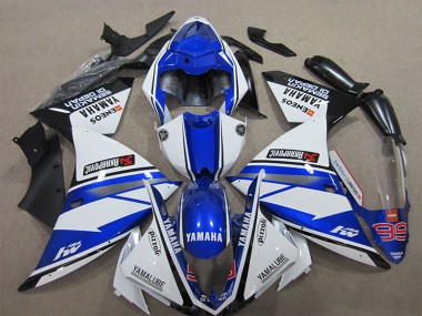Best 2012-2014 Yamaha YZF R1 Motorcycle Fairings - White Blue Black Pizzoli ENEOS Yamalube Semakin Didepan UK
