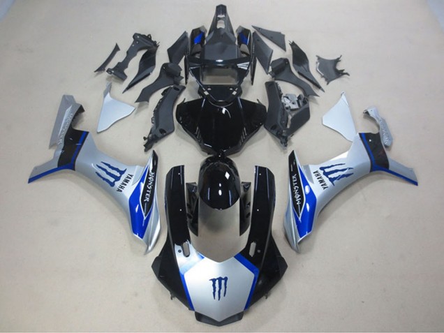 2015-2019 Yamaha YZF R1 Motorcycle Fairings - Silver Blue Glossy Black Monster UK