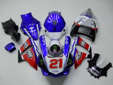 Best 2015-2019 Yamaha YZF R1 Motorcycle Fairings - White Blue Red Black Green Monster 21 UK