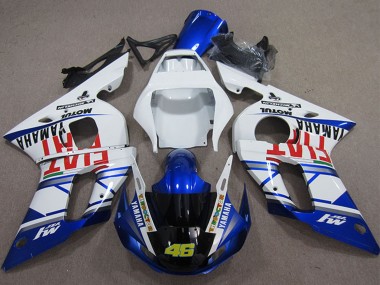 Best 1998-2002 Yamaha YZF R6 Motorcycle Fairings - White Blue Red Fiat Michelin Motul 46 UK