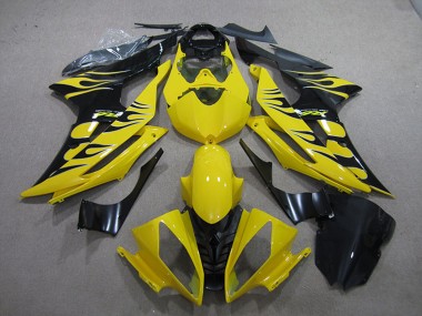 Best 2008-2016 Yamaha YZF R6 Motorcycle Fairings - Yellow Glossy Black Flame UK