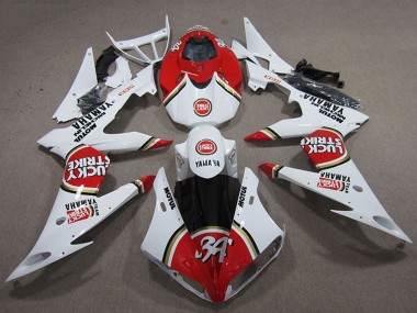 Best 2008-2016 Yamaha YZF R6 Motorcycle Fairings - White Red Lucky Strike UK