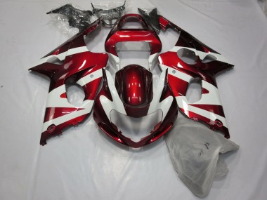 2000-2002 Deep Red and White GSXR 1000 Fairings