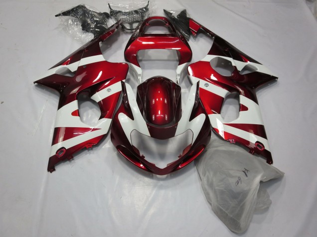 2000-2002 Deep Red and White GSXR 1000 Fairings
