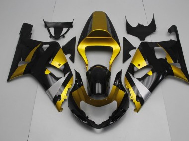 2001-2003 Gloss Black and Gold GSXR 600-750 Fairings