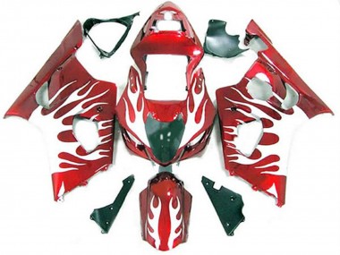 2003-2004 White and Red Flame GSXR 1000 Fairings