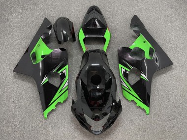 2004-2005 Gloss Black and Green GSXR 600-750 Fairings