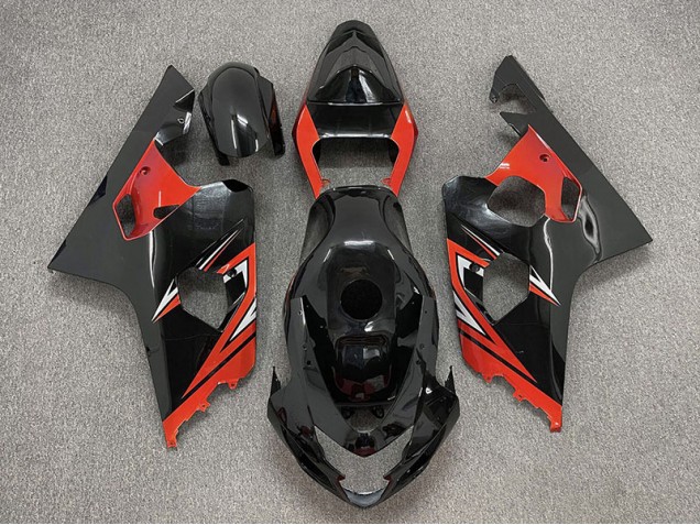 2004-2005 Gloss Black and Red GSXR 600-750 Fairings
