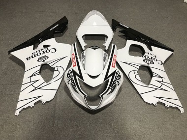 2004-2005 Gloss Black and White Corona Style GSXR 600-750 Fairings
