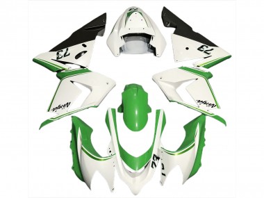 2004-2005 Gloss White & Green ZX10R Fairings