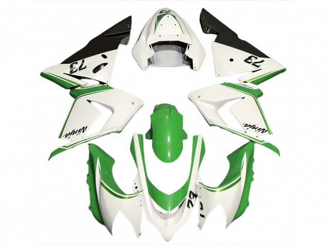 2004-2005 Gloss White & Green ZX10R Fairings
