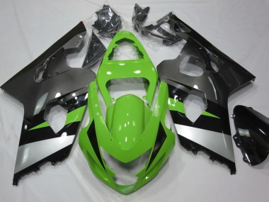 2004-2005 Green and Silver GSXR 600-750 Fairings
