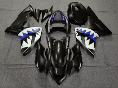 2004-2005 Matte Black and Dark Blue Shark ZX10R Fairings