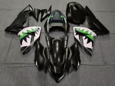 2004-2005 Matte Black and Green ZX10R Fairings